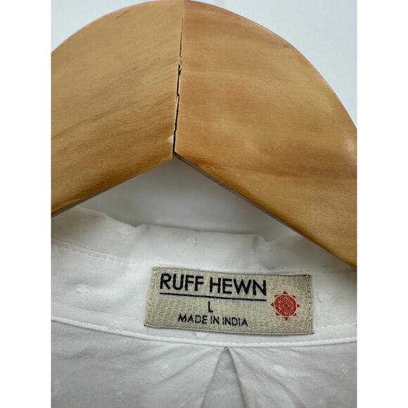 Ruffhewn Womens Button Front Shirt Size L Sheer Swiss Dot Quiet Luxury Coastal - Picture 6 of 7